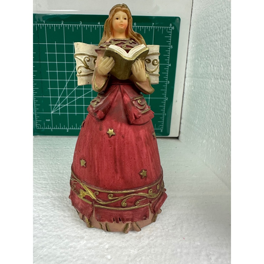 Christmas Angel Figurine Reading Book Polystone Stars Holiday Decor Greenbrier
